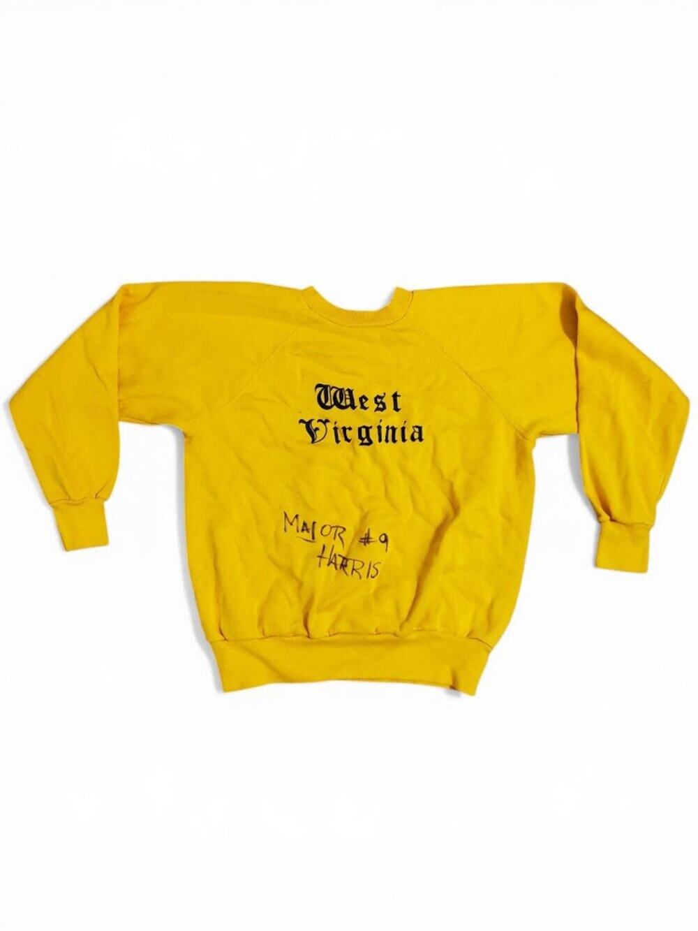 Vintage 80s West Virginia WVU Moutaineer Football Major Harris Signed Sweatshirt